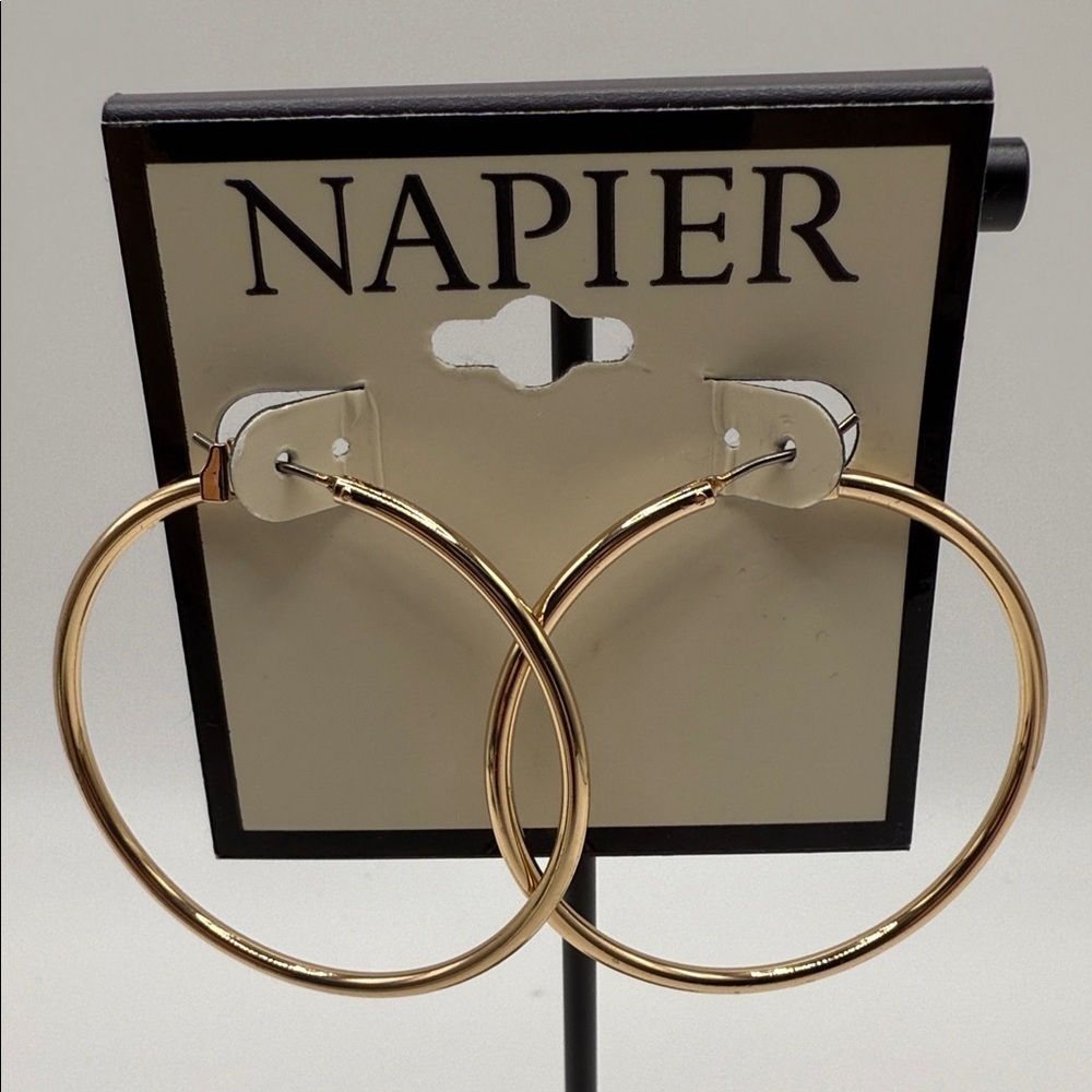 NWT Napier Classic Gold Tone Hoop Earrings